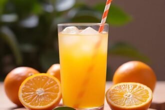 Suco de laranja natural servido gelado