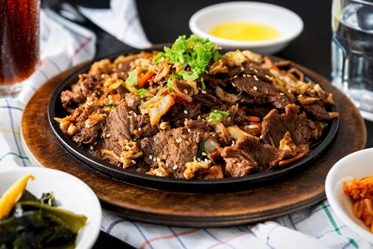 Tirinhas de carne acebolada com batatas