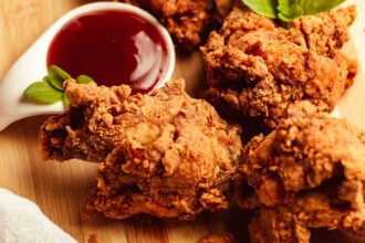 Frango empanado com Doritos crocante por fora e macio por dentro
